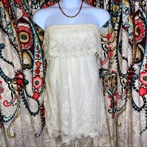 Express Open Back Lace Dress Cream